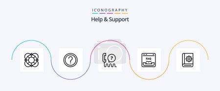 Téléchargez les illustrations : Help And Support Line 5 Icon Pack Including contact. browser. info. support. interface - en licence libre de droit