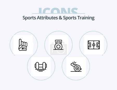 Illustration for Sports Atributes And Sports Training Line Icon Pack 5 Icon Design. ceremony. lift. card. gym. dumbbell - Royalty Free Image