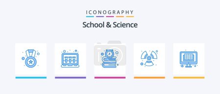 Illustration for School And Science Blue 5 Icon Pack Including online. energy. books. wind. fan. Creative Icons Design - Royalty Free Image