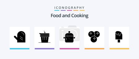 Téléchargez les illustrations : Food Glyph 5 Icon Pack Including cold. food. cooking. drink. kitchenware. Creative Icons Design - en licence libre de droit