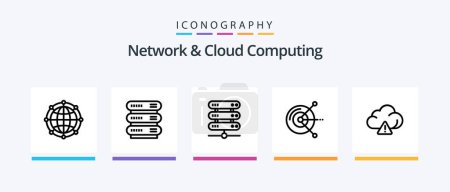 Ilustración de Network And Cloud Computing Line 5 Icon Pack Including tecnology. laptop. protection. technology. network. Creative Icons Design - Imagen libre de derechos