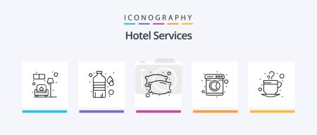 Téléchargez les illustrations : Hotel Services Line 5 Icon Pack Including security. locker. food. wifi. hotel. Creative Icons Design - en licence libre de droit