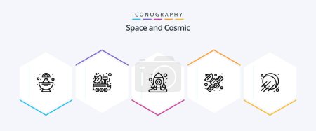 Ilustración de Espacio 25 Paquete de iconos de línea incluyendo espacio. telecomunicación. cosmos. satélite. medios de comunicación - Imagen libre de derechos