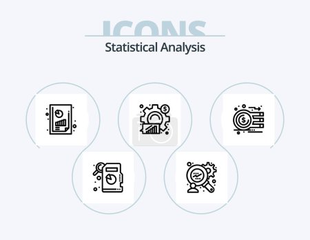 Téléchargez les illustrations : Statistical Analysis Line Icon Pack 5 Icon Design. analysis. keyword. analysis. benchmarking. report - en licence libre de droit