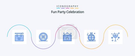 Illustration for Party Blue 5 Icon Pack Including party. club. sound. birthday. picture - Royalty Free Image