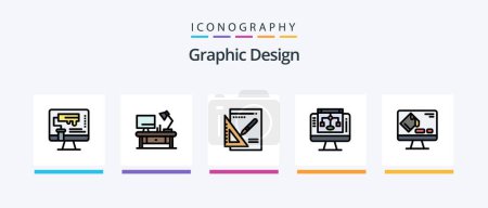 Ilustración de Graphic Design Line Filled 5 Icon Pack Including decrease . server . computer. editing. Creative Icons Design - Imagen libre de derechos