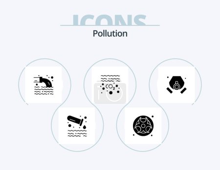 Téléchargez les illustrations : Conception d'icône de glyphe de pollution Pack 5. masque. co. pipe. pollution. gaz - en licence libre de droit