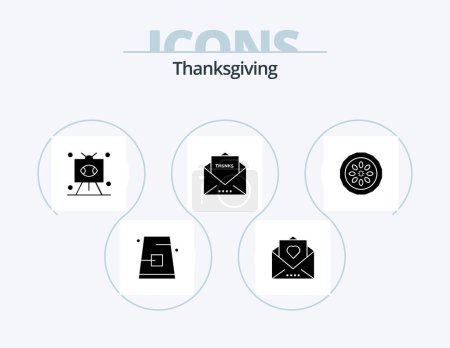 Illustration for Thanksgiving Glyph Icon Pack 5 Icon Design. message. envelope. mail. television. rugby - Royalty Free Image