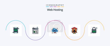 Illustration for Web Hosting Line Filled Flat 5 Icon Pack Including security. internet. web. http. - Royalty Free Image