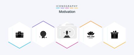 Illustration for Motivation 25 Glyph icon pack including motivation. gift. button. chinese. spa - Royalty Free Image