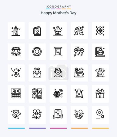 Illustration for Creative Happy Mothers Day 25 OutLine icon pack  Such As . nature . wedding. flower . desert - Royalty Free Image