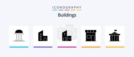 Illustration for Buildings Glyph 5 Icon Pack Including marketplace. building. modern. monastery. church. Creative Icons Design - Royalty Free Image
