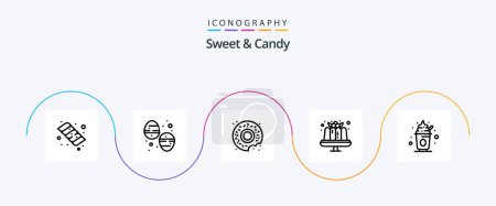 Téléchargez les illustrations : Sweet And Candy Line 5 Icon Pack Including sweets. party. food. food. food - en licence libre de droit