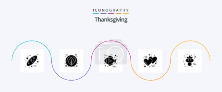 Illustration for Thanksgiving Glyph 5 Icon Pack Including thanksgiving. bird. food. autumn. romantic - Royalty Free Image