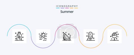 Illustration for Summer Line 5 Icon Pack Including ice. cold. sun. watermelon. summer - Royalty Free Image