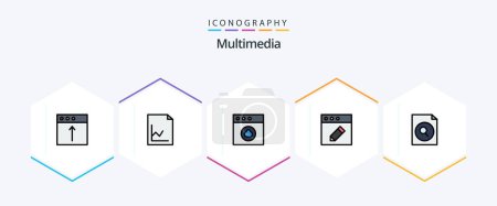 Illustration for Multimedia 25 FilledLine icon pack including . search. cloud. file. mac - Royalty Free Image