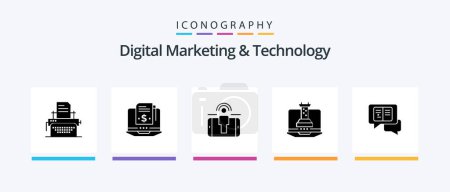 Ilustración de Digital Marketing And Technology Glyph 5 Icon Pack Including messages. marketing. engagement. didital strategy. digital. Creative Icons Design - Imagen libre de derechos