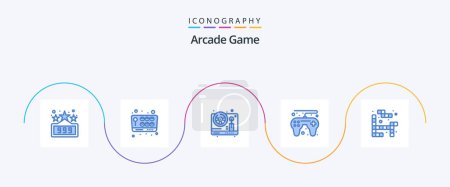 Ilustración de Arcade Blue 5 Icon Pack Including . game. wheel. tetris. game - Imagen libre de derechos