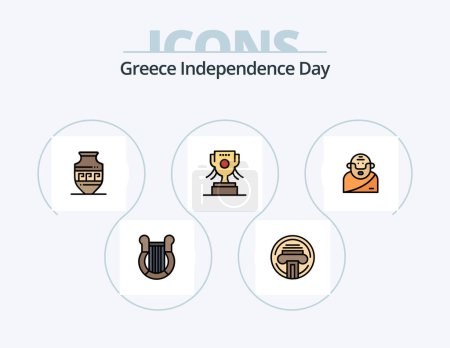 Illustration for Greece Independence Day Line Filled Icon Pack 5 Icon Design. sagittarius. olympic games. greece. greek. ancient - Royalty Free Image