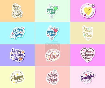 Ilustración de Valentine's Day: A Time for Love and Beautiful Graphic Design Stickers - Imagen libre de derechos