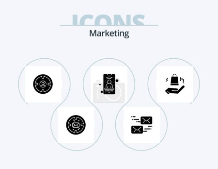 Ilustración de Marketing Glyph Icon Pack 5 Icon Design. ahnd. signal. business. user. hunter - Imagen libre de derechos