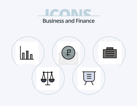 Téléchargez les illustrations : Finance Line Filled Icon Pack 5 Icon Design. business. money. bars. finance. back - en licence libre de droit