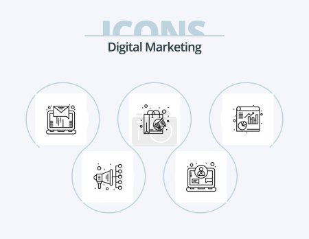 Illustration for Digital Marketing Line Icon Pack 5 Icon Design. thumb. like. group. money. pay - Royalty Free Image