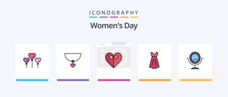 Illustration for Womens Day Line Filled 5 Icon Pack Including balloon. gift. day. flower.. Creative Icons Design - Royalty Free Image