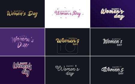Téléchargez les illustrations : March 8th typographic design set with Happy Women's Day text - en licence libre de droit