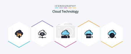 Illustration for Cloud Technology 25 FilledLine icon pack including data. sever. cloud. data. mouse - Royalty Free Image