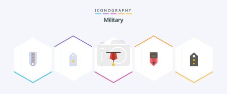 Illustration for Military 25 Flat icon pack including rank. badge. star. plain. insignia - Royalty Free Image