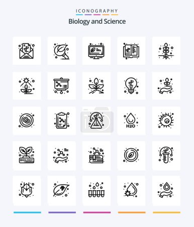 Ilustración de Creative Biology 25 OutLine icon pack  Such As knowledge. expand. search. education. energy - Imagen libre de derechos