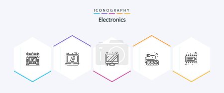 Illustration for Electronics 25 Line icon pack including . electronic. screen. device. socket - Royalty Free Image