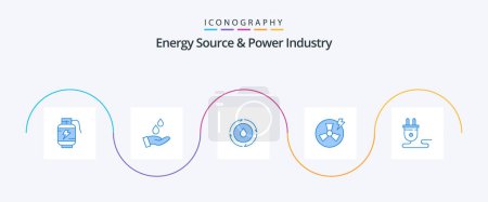 Téléchargez les illustrations : Energy Source And Power Industry Blue 5 Icon Pack Including energy. factory. energy. energy. fan - en licence libre de droit