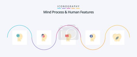 Ilustración de Proceso mental y características humanas Flat 5 Icon Pack Incluyendo eco. mente. mente. Cabeza. negocios - Imagen libre de derechos