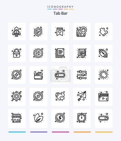 Téléchargez les illustrations : Creative Tab Bar 25 OutLine icône pack Tels que sécurisé. fermé. liste de souhaits. solution. complexe - en licence libre de droit
