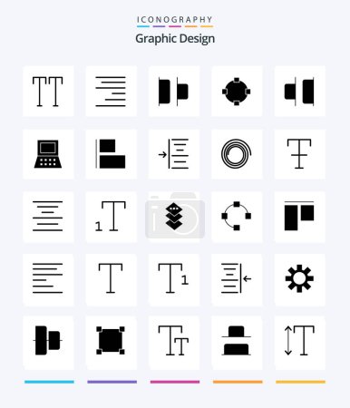 Ilustración de Creative Design 25 Glyph Solid Black icon pack  Such As hardware. laptop. left. right. distribute - Imagen libre de derechos