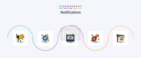 Illustration for Notifications Line Filled Flat 5 Icon Pack Including bell. whistle. error. sports. alarm - Royalty Free Image
