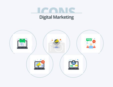 Téléchargez les illustrations : Digital Marketing Flat Icon Pack 5 Icon Design. meeting. chat. email. email marketing. advertisement - en licence libre de droit