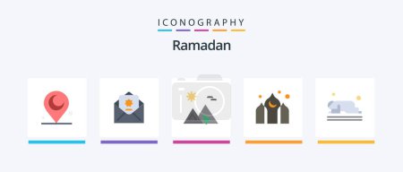 Illustration for Ramadan Flat 5 Icon Pack Including muslim. ramadan. arabian. kareem. architecture. Creative Icons Design - Royalty Free Image