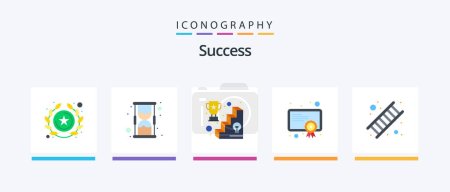 Illustration for Sucess Flat 5 Icon Pack Including success. career. success. license. certificate. Creative Icons Design - Royalty Free Image