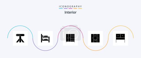 Ilustración de Interior Glyph 5 Icon Pack Incluyendo. interior. guardarropa. escritorio. interior - Imagen libre de derechos