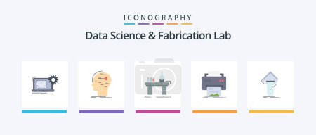 Ilustración de Data Science And Fabrication Lab Flat 5 Icon Pack Including printing. digital. key. production. lab. Creative Icons Design - Imagen libre de derechos