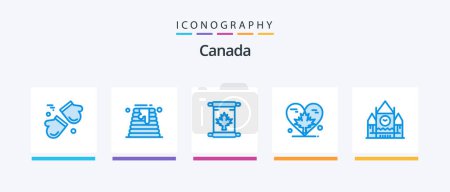 Ilustración de Canada Blue 5 Icon Pack Incluyendo hoja. otoño. pastel de boda. Amor. Hoja. Diseño de iconos creativos - Imagen libre de derechos