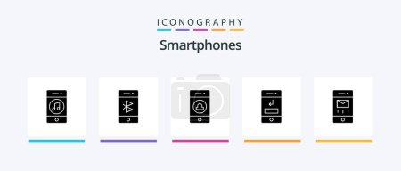 Ilustración de Smartphones Glyph 5 Icon Pack Including phone. call. mobile. arrows. warning. Creative Icons Design - Imagen libre de derechos