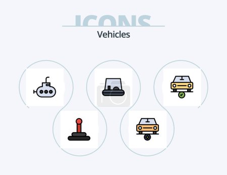 Ilustración de Línea de vehículos llenado Icon Pack 5 Icon Design. Menos. eliminar. vehículo. coche. furgoneta - Imagen libre de derechos