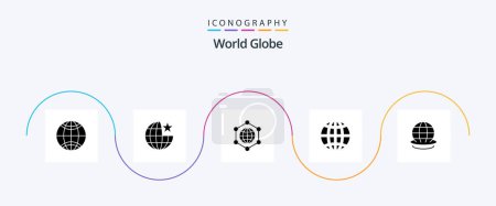 Ilustración de Globe Glyph 5 Icon Pack Incluyendo el mundo. globo. globo. Tierra. globo - Imagen libre de derechos