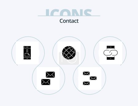 Illustration for Contact Glyph Icon Pack 5 Icon Design. contact us. communication. email. phone. contact us - Royalty Free Image