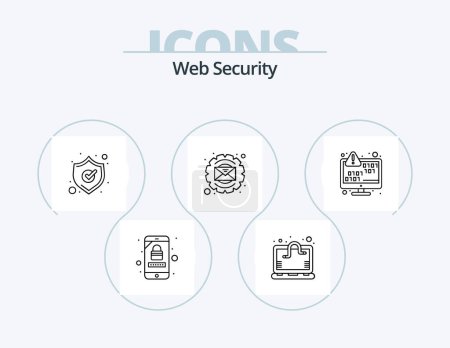 Illustration for Web Security Line Icon Pack 5 Icon Design. classified. encryption. eye. encoding. binary - Royalty Free Image