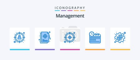 Ilustración de Management Blue 5 Icon Pack Including management. time. strategic. management. target. Creative Icons Design - Imagen libre de derechos